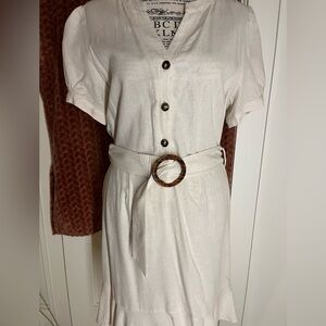 Monteau Cream Dress with Stylish Belt
